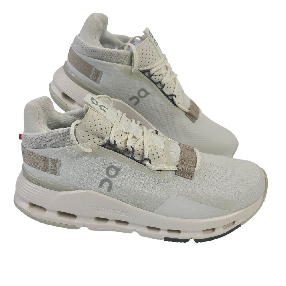 NEW On Cloudnova Womens Running Shoes White Beige US 8.5, EU 40